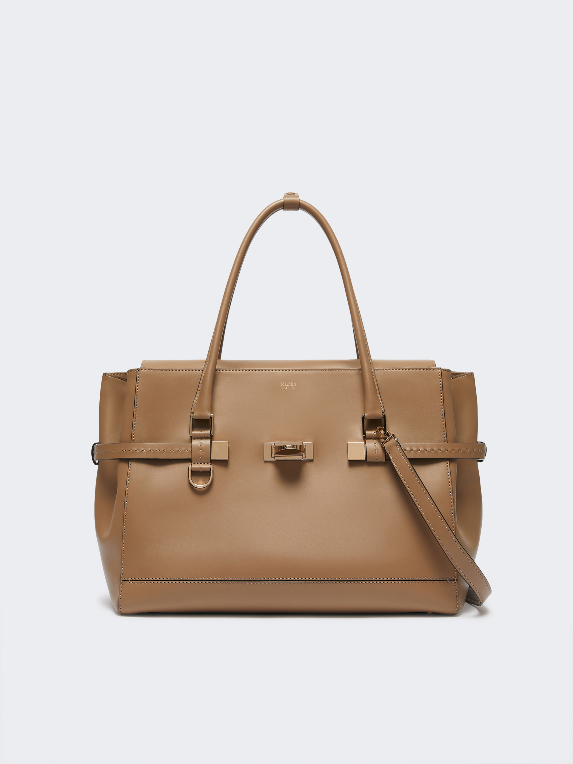 Max Mara Twist-lock Fastening Leather Tote Bag In Brown