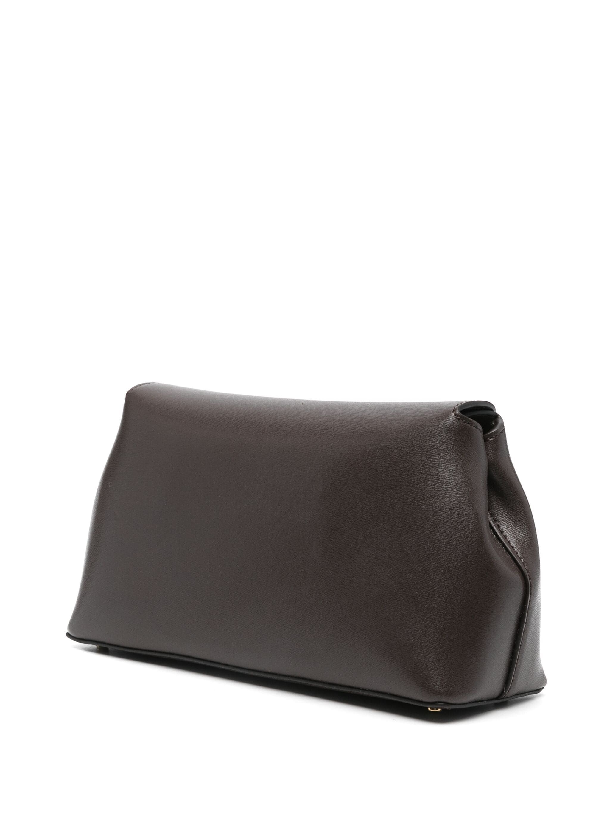 Totême Taupe T-lock Leather Top Handle Bag In Black