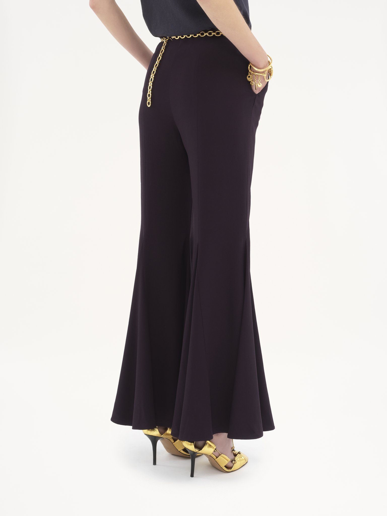 Shop Chloé Flared Leg Trousers In Black