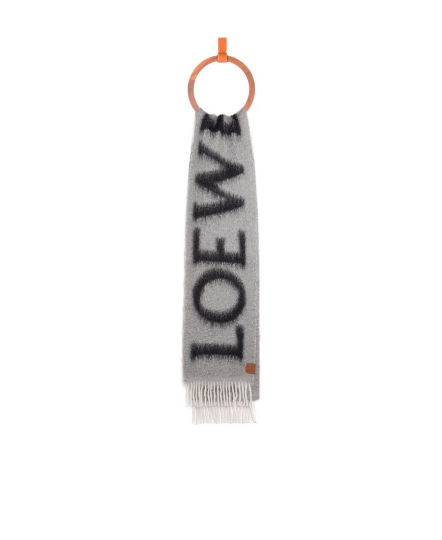 Shop Loewe Scarf In Wool And Mohair In Gray