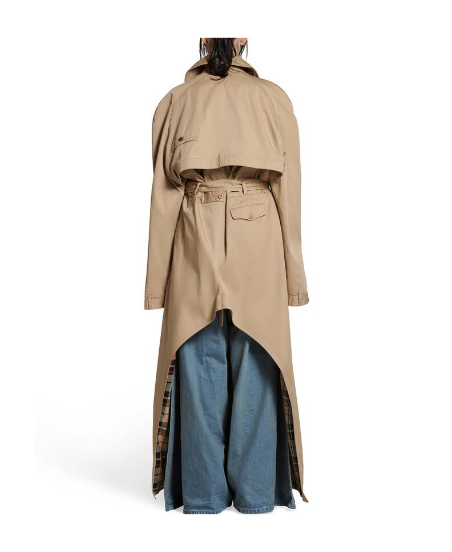 Balenciaga Deconstructed Cotton Trench Coat In Brown