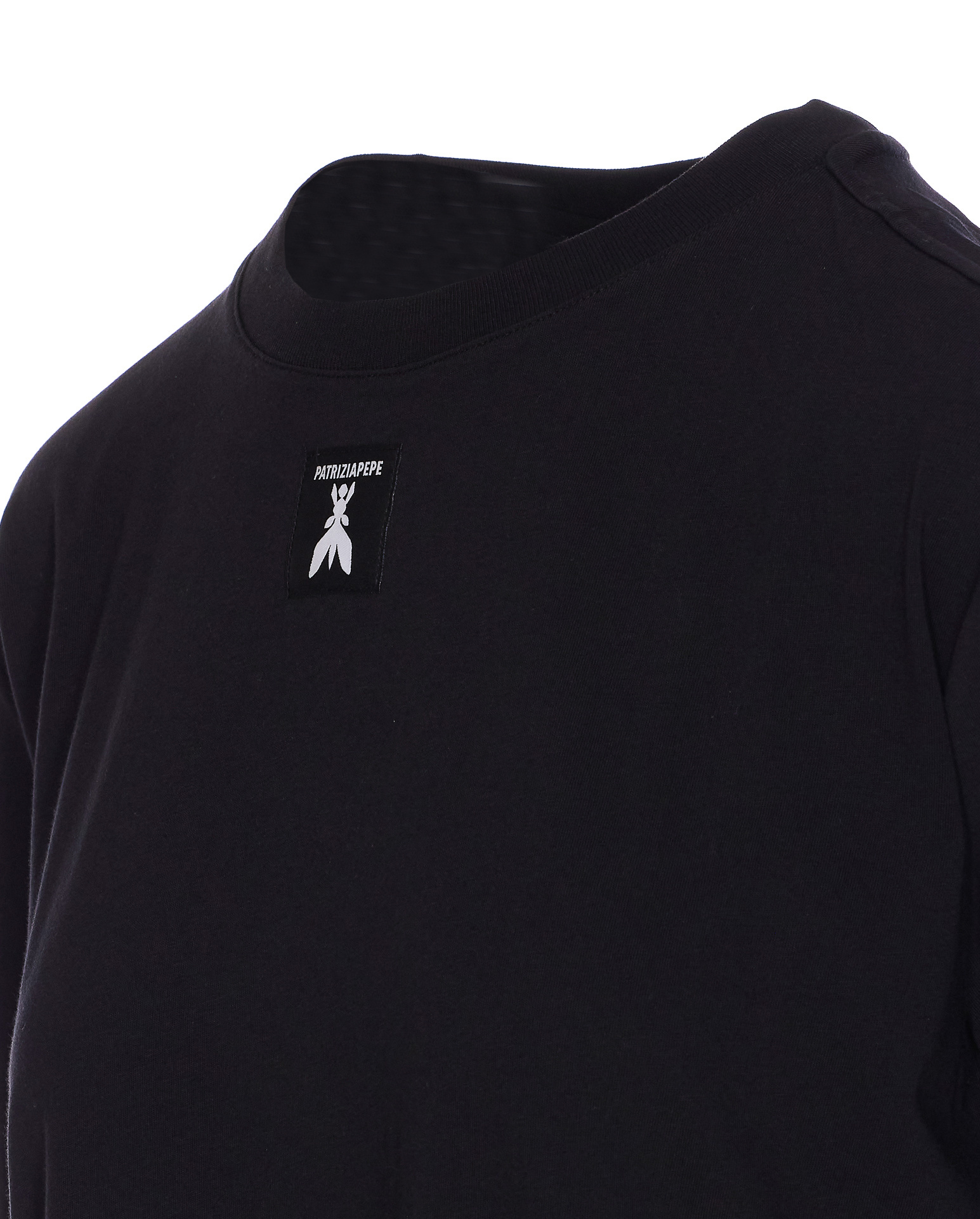 Shop Patrizia Pepe Logo-patch Cotton T-shirt In Black