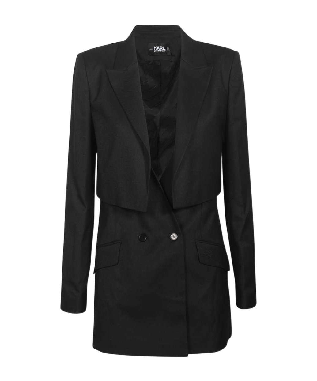 Shop Karl Lagerfeld Double-breasted Blazer In Black