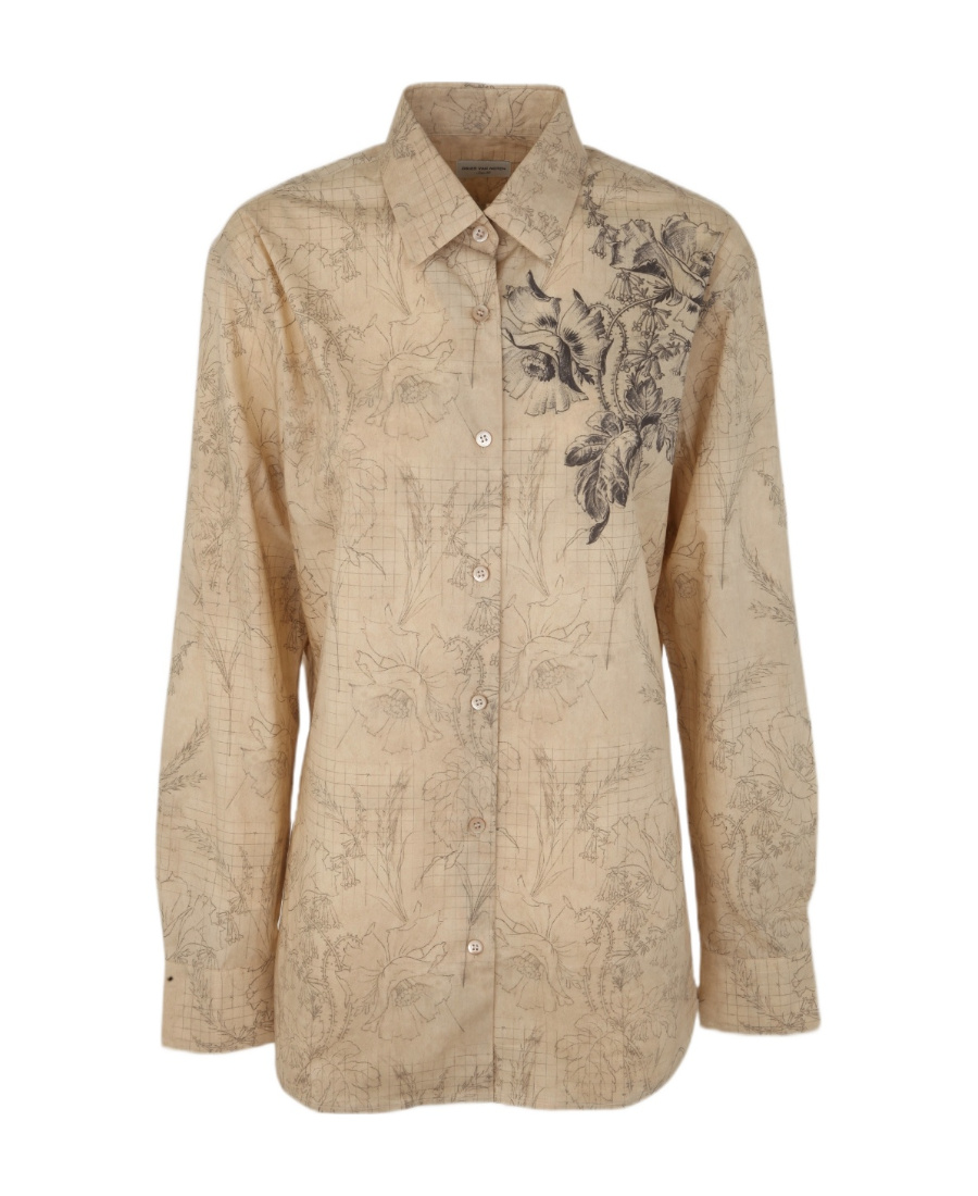 Dries Van Noten Single-breasted Long-sleeved Shirt In Nude