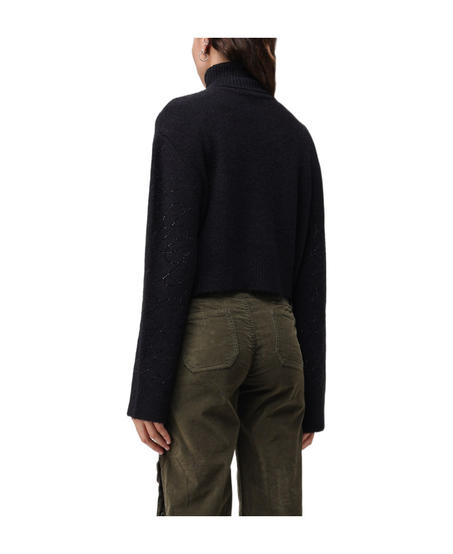 Blumarine Black High Neck Sweater In Black