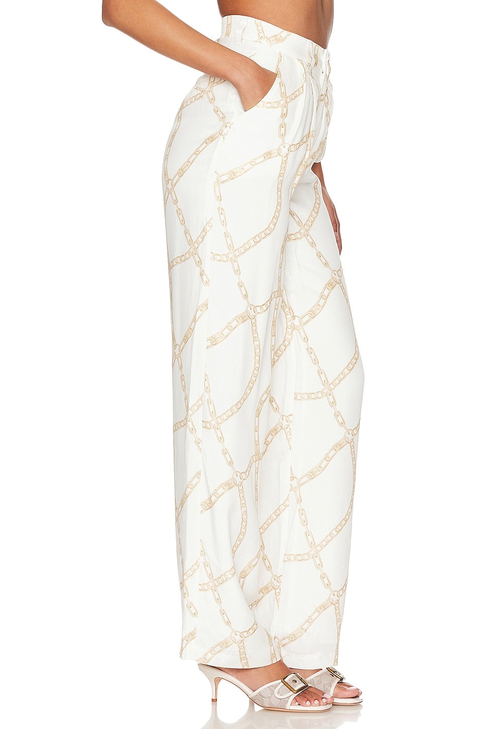 Anine Bing Chain Link-print Trousers In White