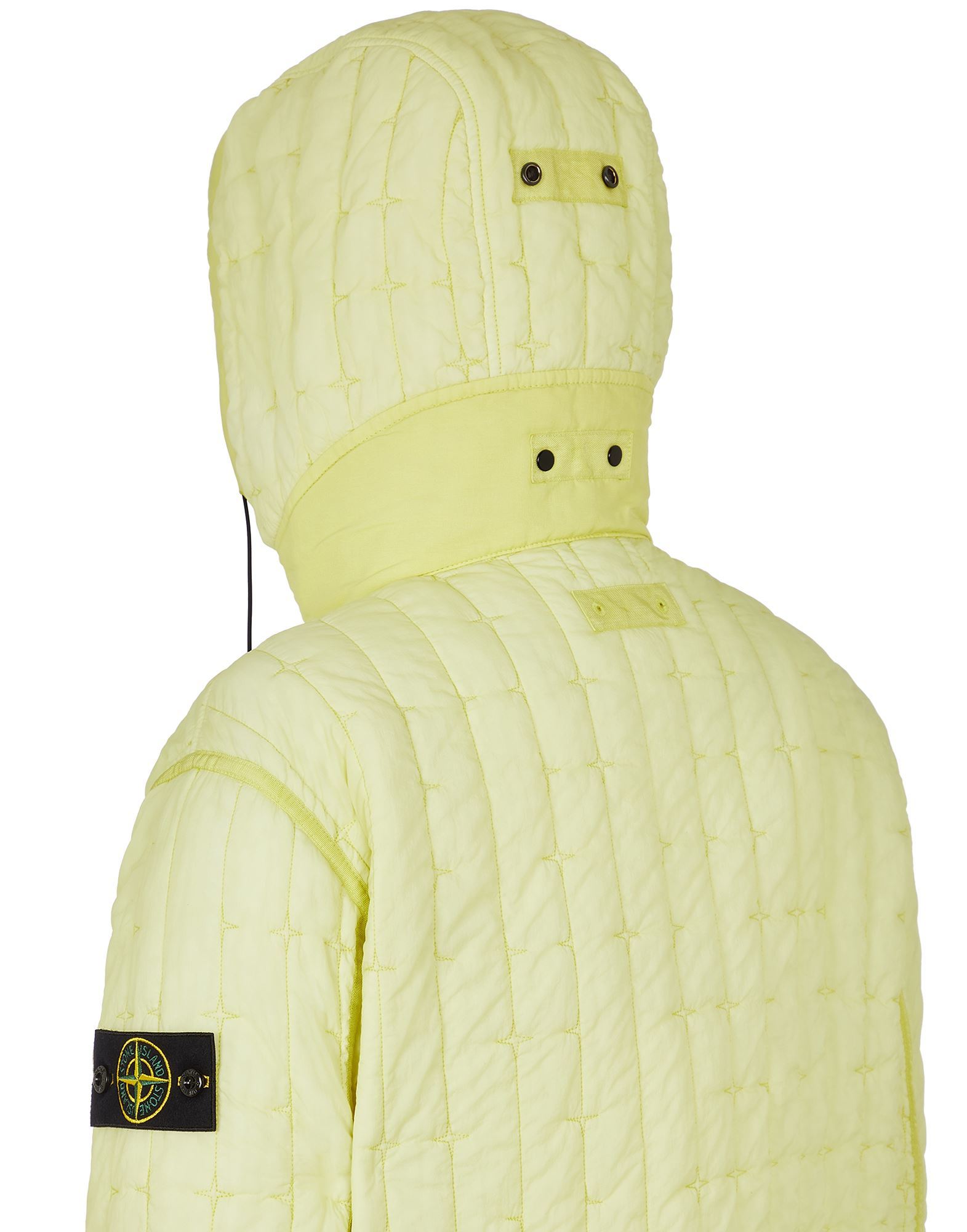 Stone Island A Cotton-padded Suit With A Hooded Jacket In Yellow
