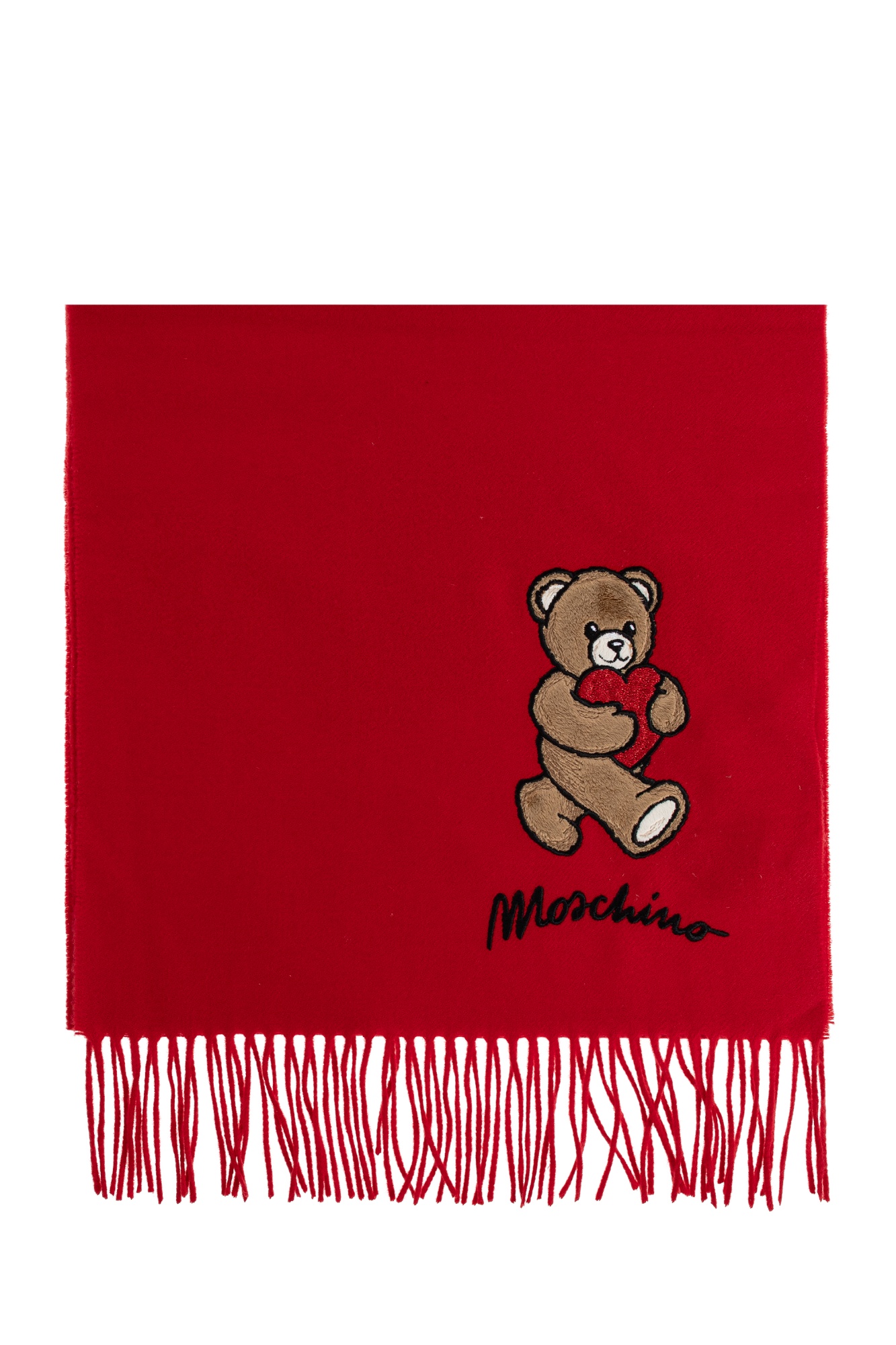 Moschino Fringed Scarf In Red