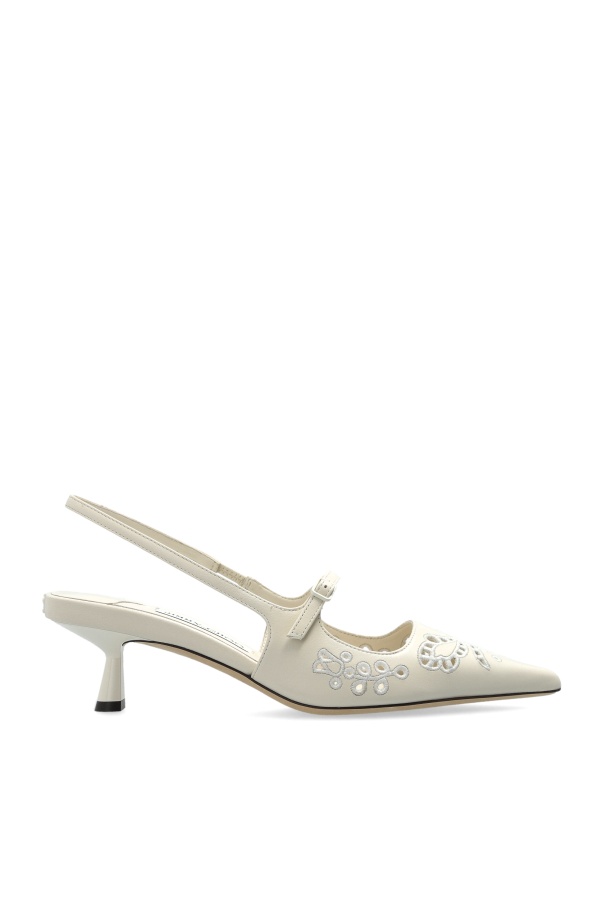 Jimmy Choo Didi 45 Embroidered Slingback Pumps In Brown