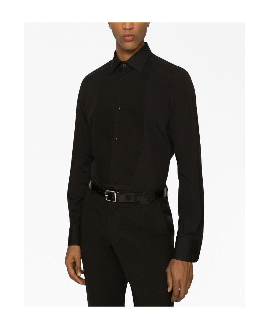 Dolce & Gabbana Linen Hawaiian Shirt With Dg Hardware In Black