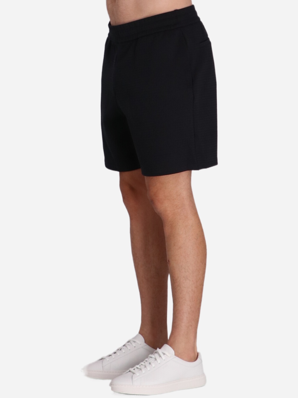 Emporio Armani Textured Track Shorts In Black