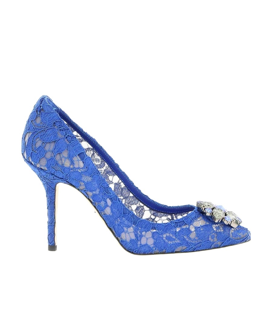 Dolce & Gabbana Rainbow Lace 90mm Brooch-detail Pumps In Blue