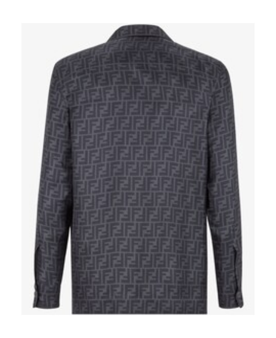 Fendi Ff Pattern Long-sleeved Shirt In Gray