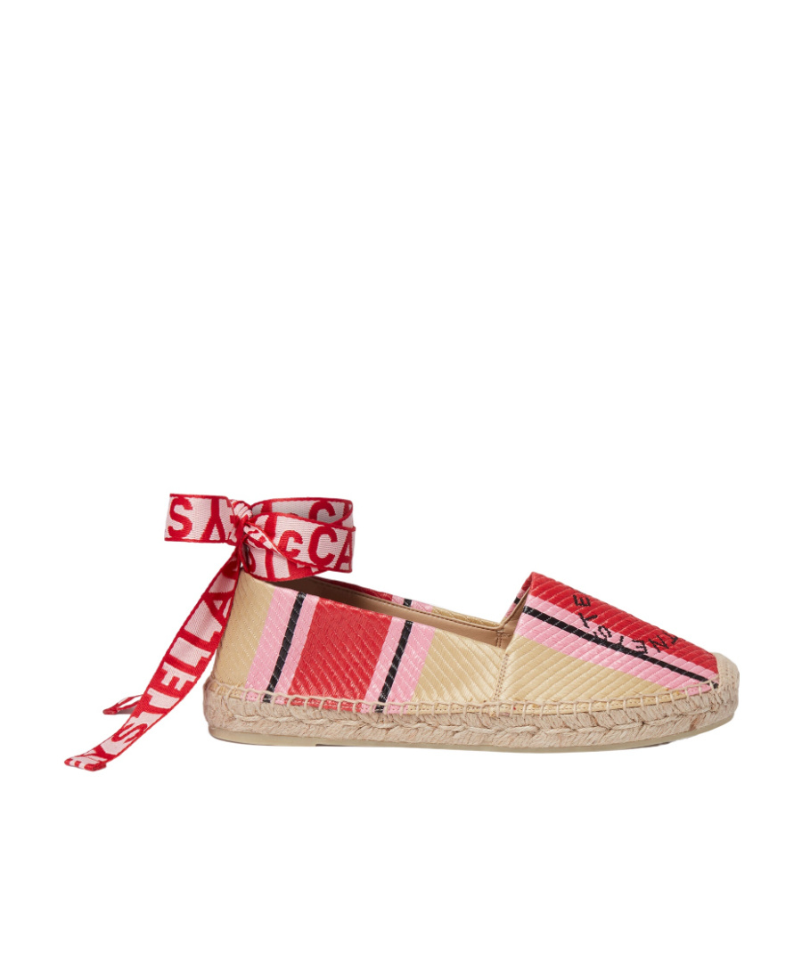 Stella Mccartney + Net Sustain Gaia Embroidered Striped Raffia Espadrilles In Nude