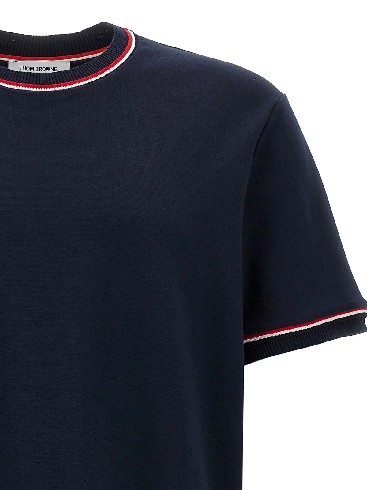 Thom Browne Navy Cotton Rugby Short Sleeve T-shirt In Black