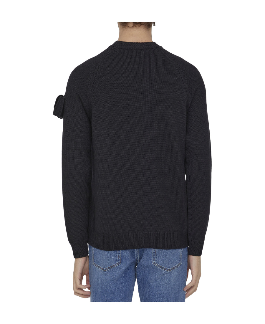 Fendi Ribbed Wool Crewneck Sweater In Black