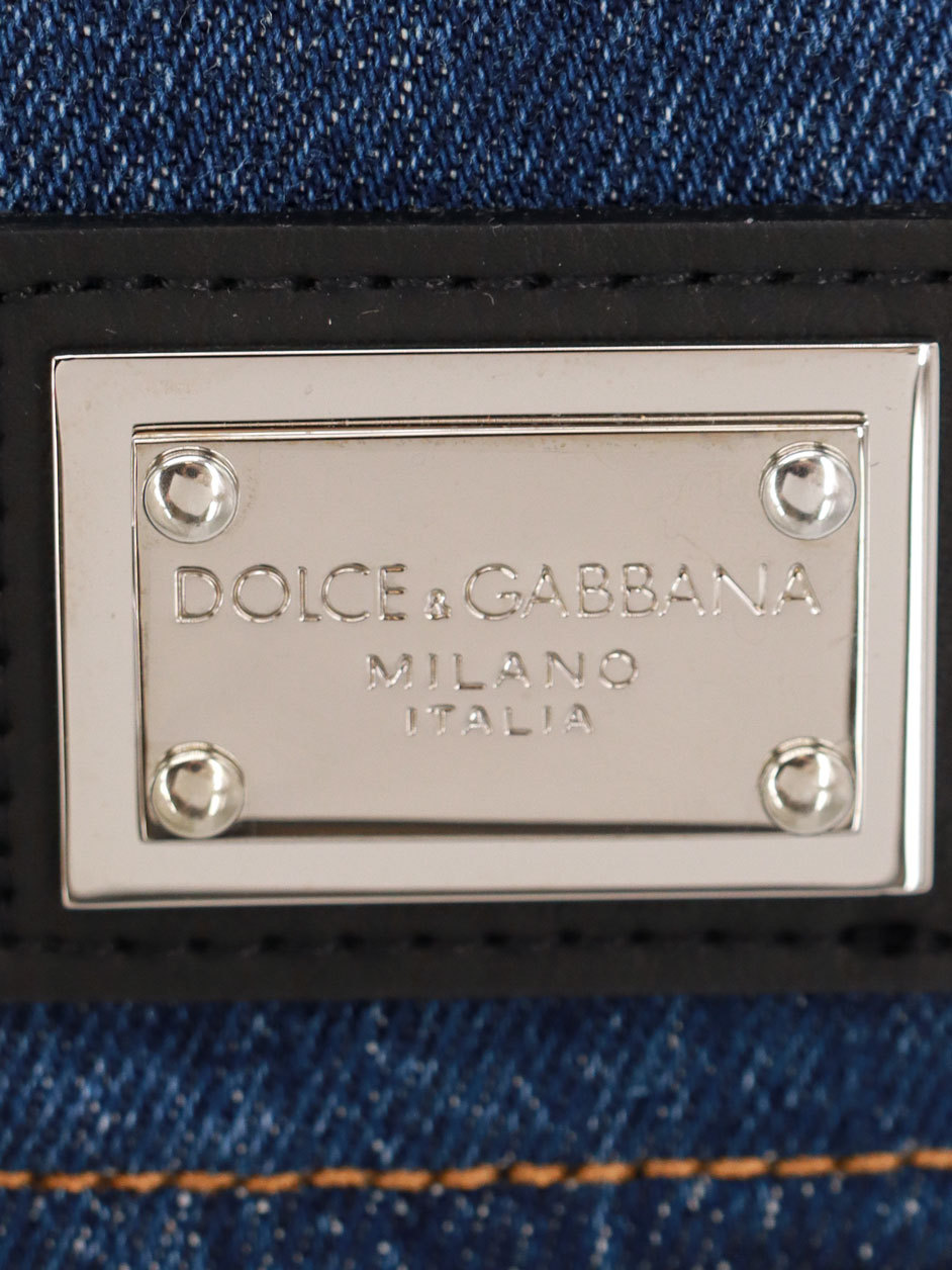 Dolce & Gabbana Logo-plaque Denim Crop Top In Blue
