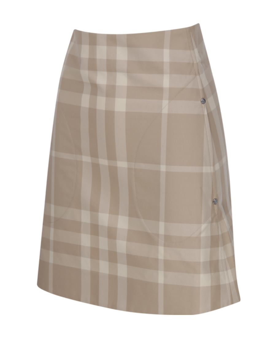 Shop Burberry Check-print A-line Cotton Skirt In Nude