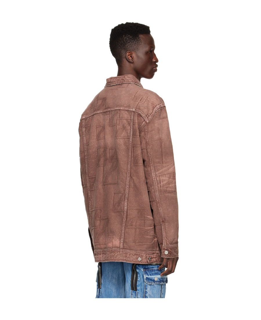 We11 Done Red Denim Jacket In Brown