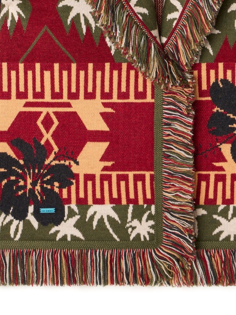 Alanui Icon Jacquard Fringed Cardigan In Red