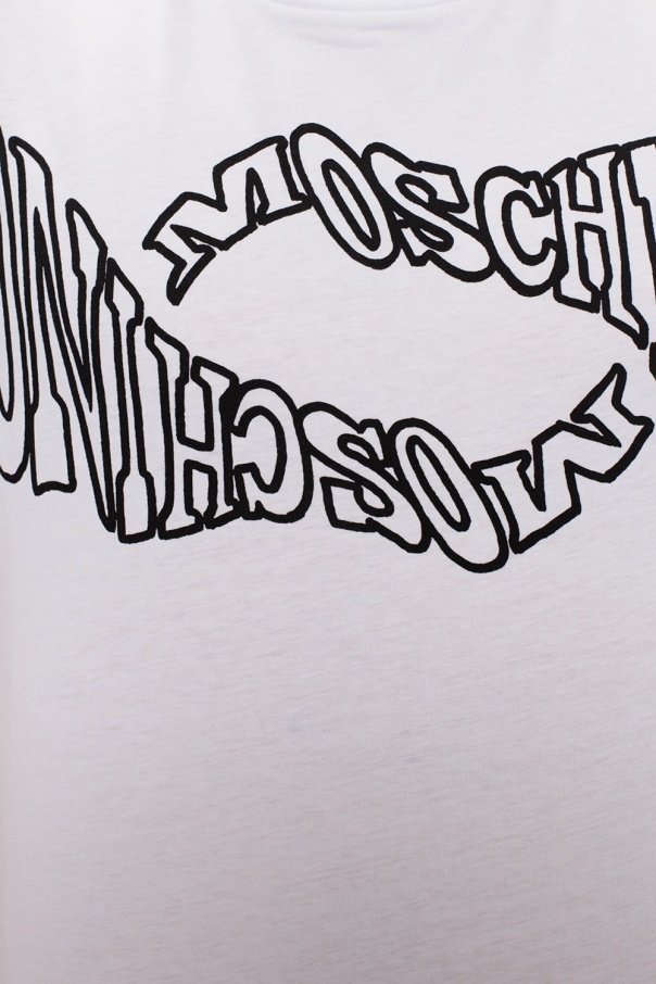 Moschino Double-logo Graphic T-shirt In Black