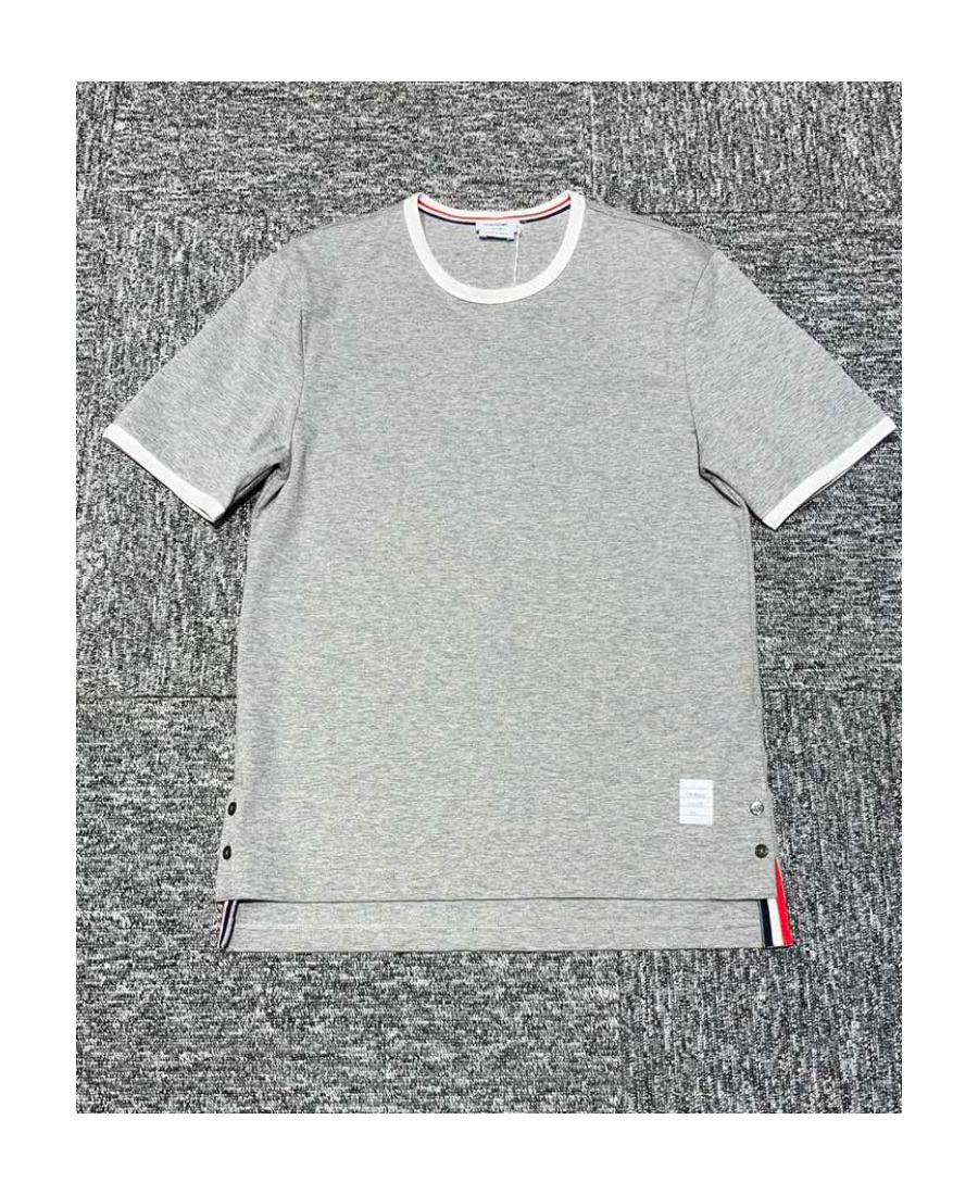 Thom Browne Ringer T-shirt Medium Weight Jersey In Gray