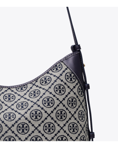 Tory Burch Shoulder Bag With Adaptable Strap And Logo Pattern In Blue