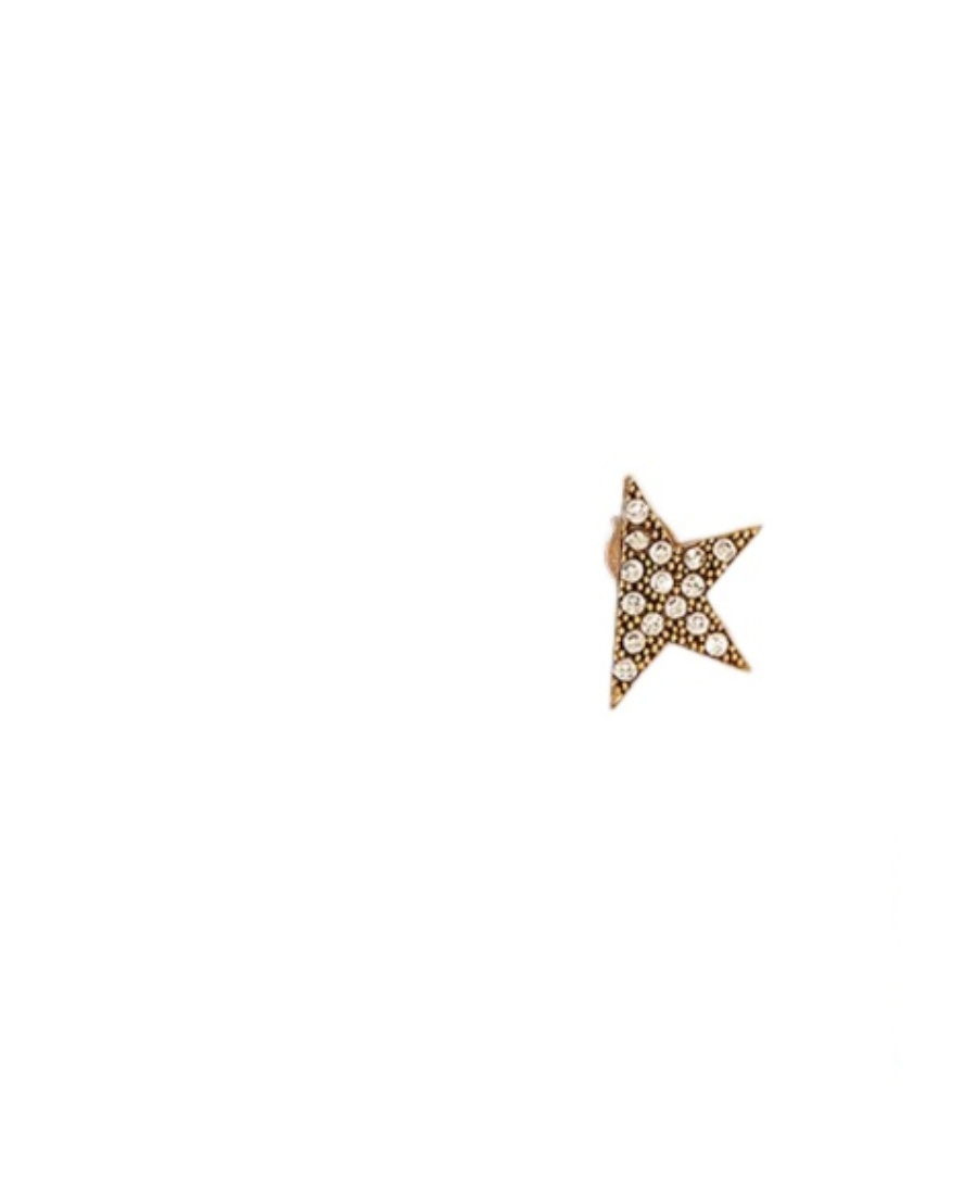 Golden Goose Star Jewelmates Collection Stud Earrings In Old Gold Color With Decorative Crystals In Yellow