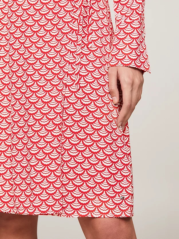 Tommy Hilfiger Long-sleeved V-neck Dress In Pink