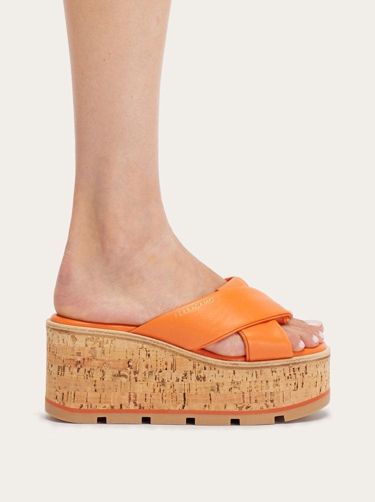 Ferragamo Open-toed Wedges In Brown