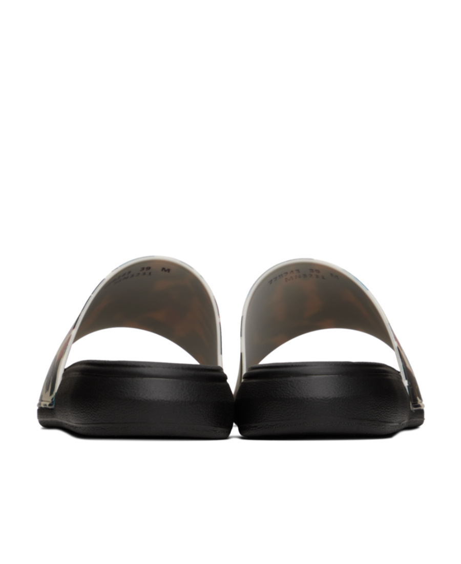 Alexander Mcqueen Graphic Logo Print Pool Slides In Black