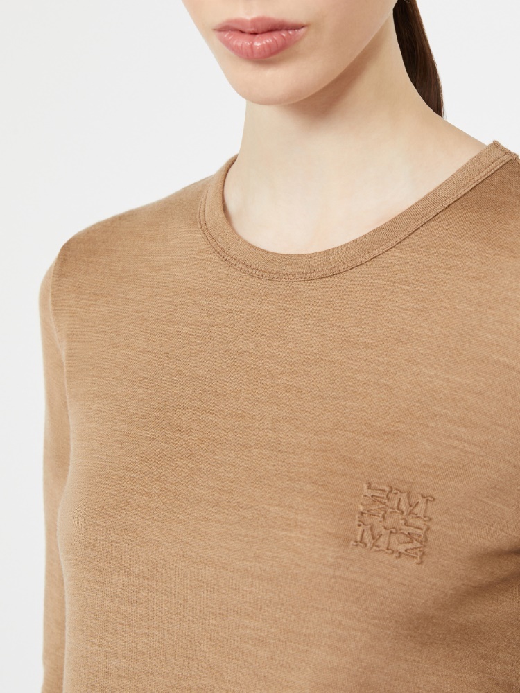 Max Mara Light Wool Jersey T-shirt In Camel