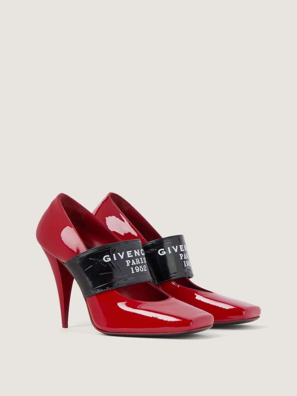 Givenchy Logo Square Toe Mary Jane Pump In Red