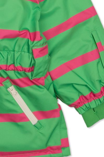 Shop Mini Rodini Panda-patch Striped Raincoat In Green