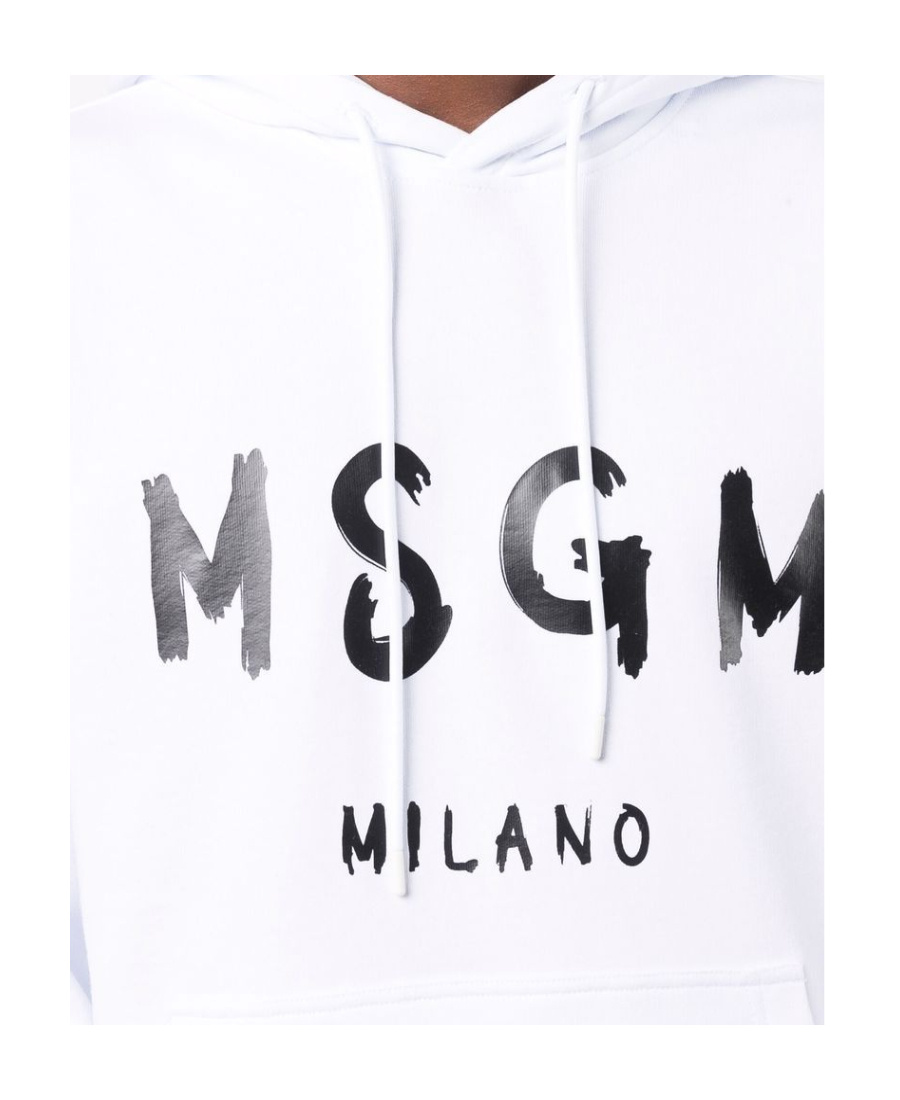 Msgm Logo Print Pullover Hoodie In White
