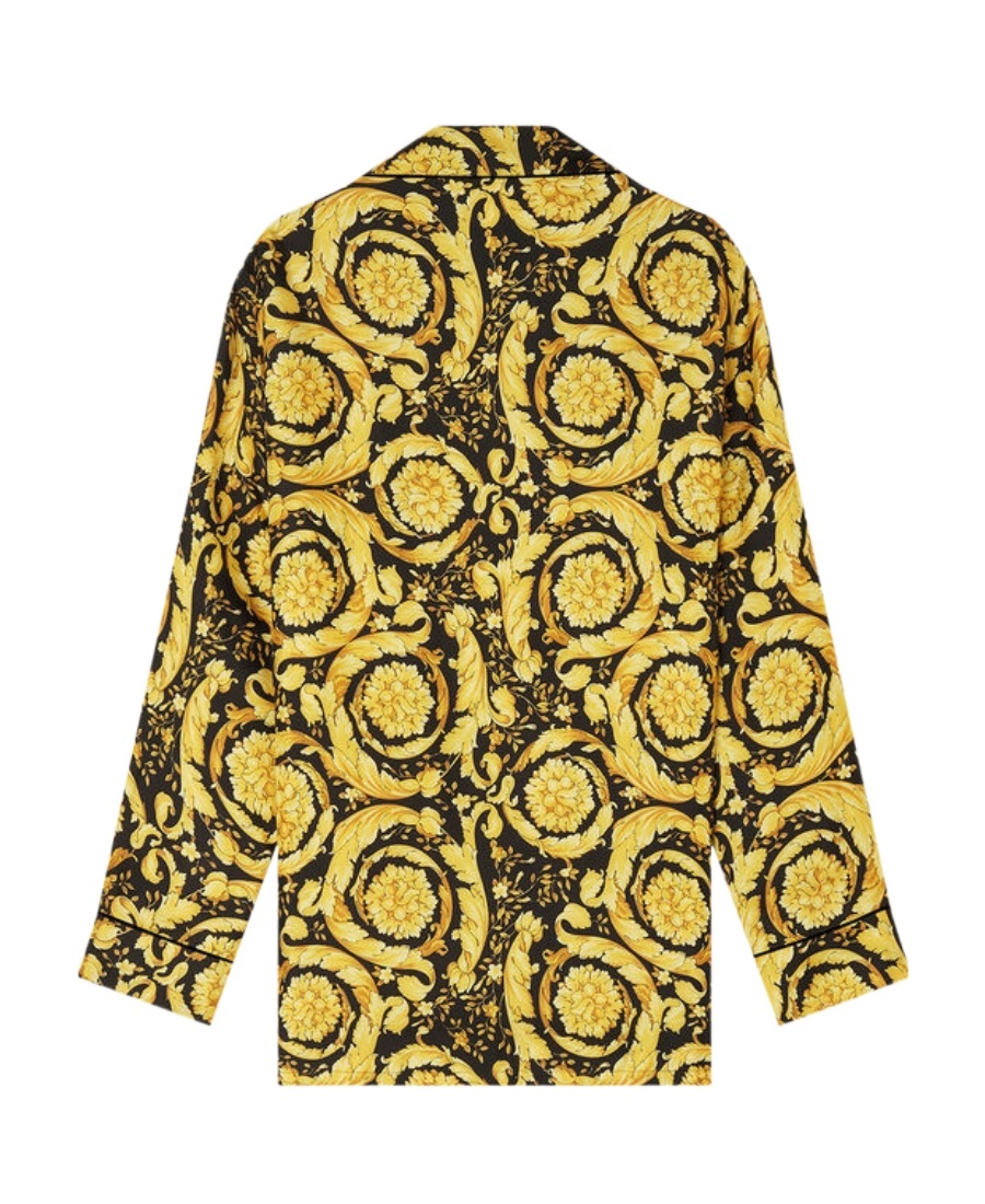Versace Barocco-print Pajama Top In Multicolor
