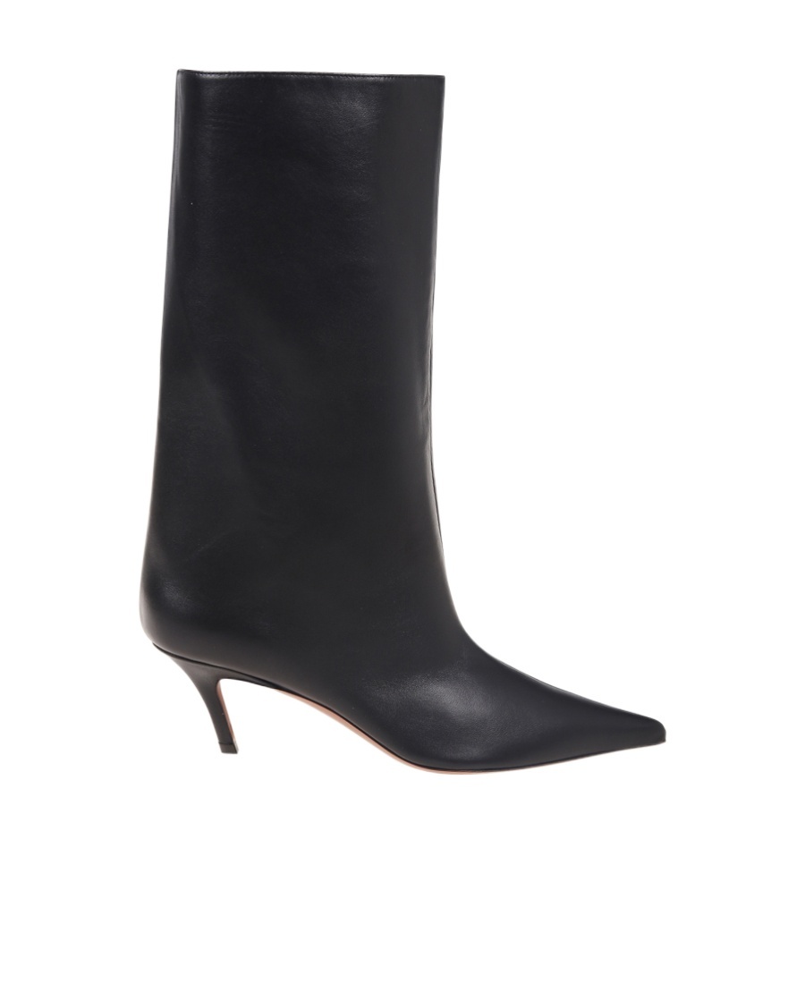 Amina Muaddi Pointed Middle Boot In Black