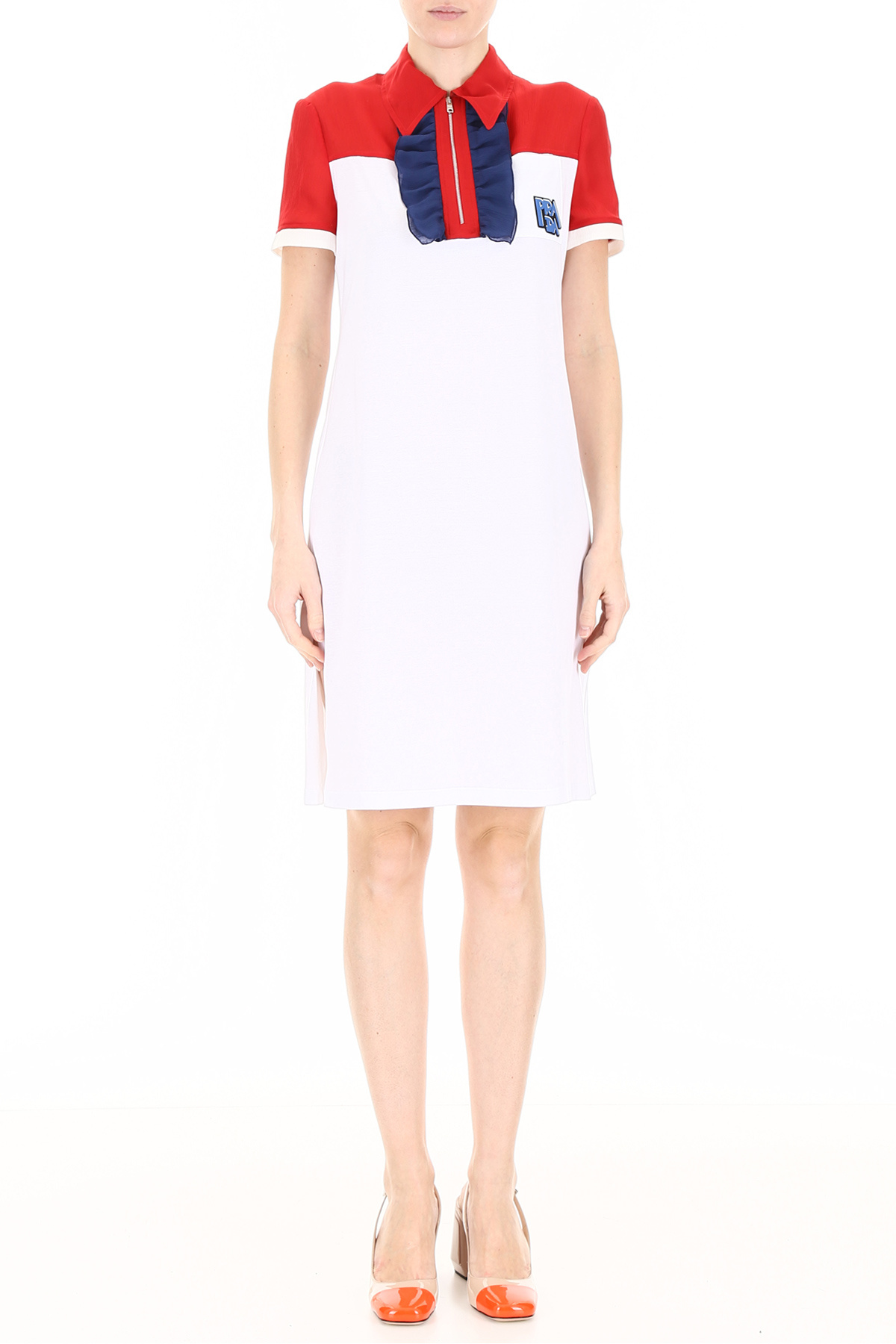 Prada Logo Short-sleeved Dress In White