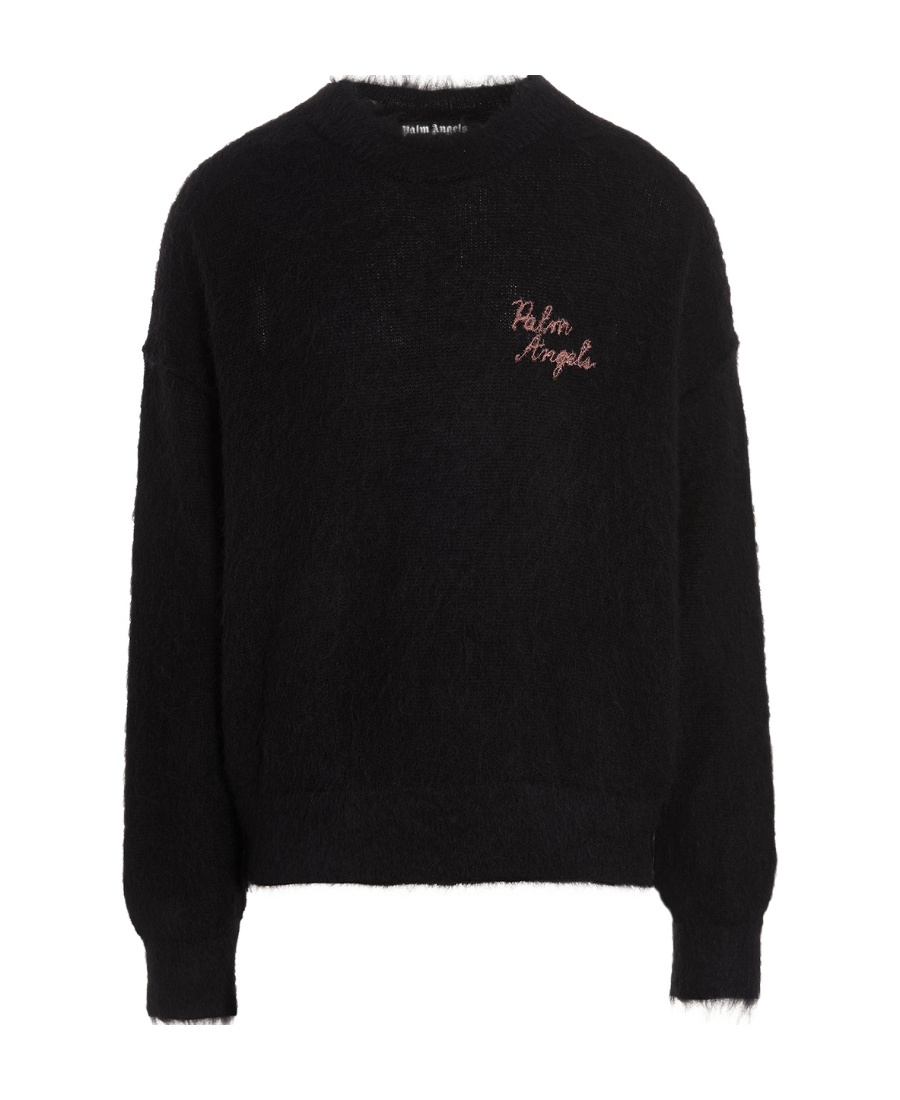 Palm Angels Palm-motif Crew-neck Jumper In Black