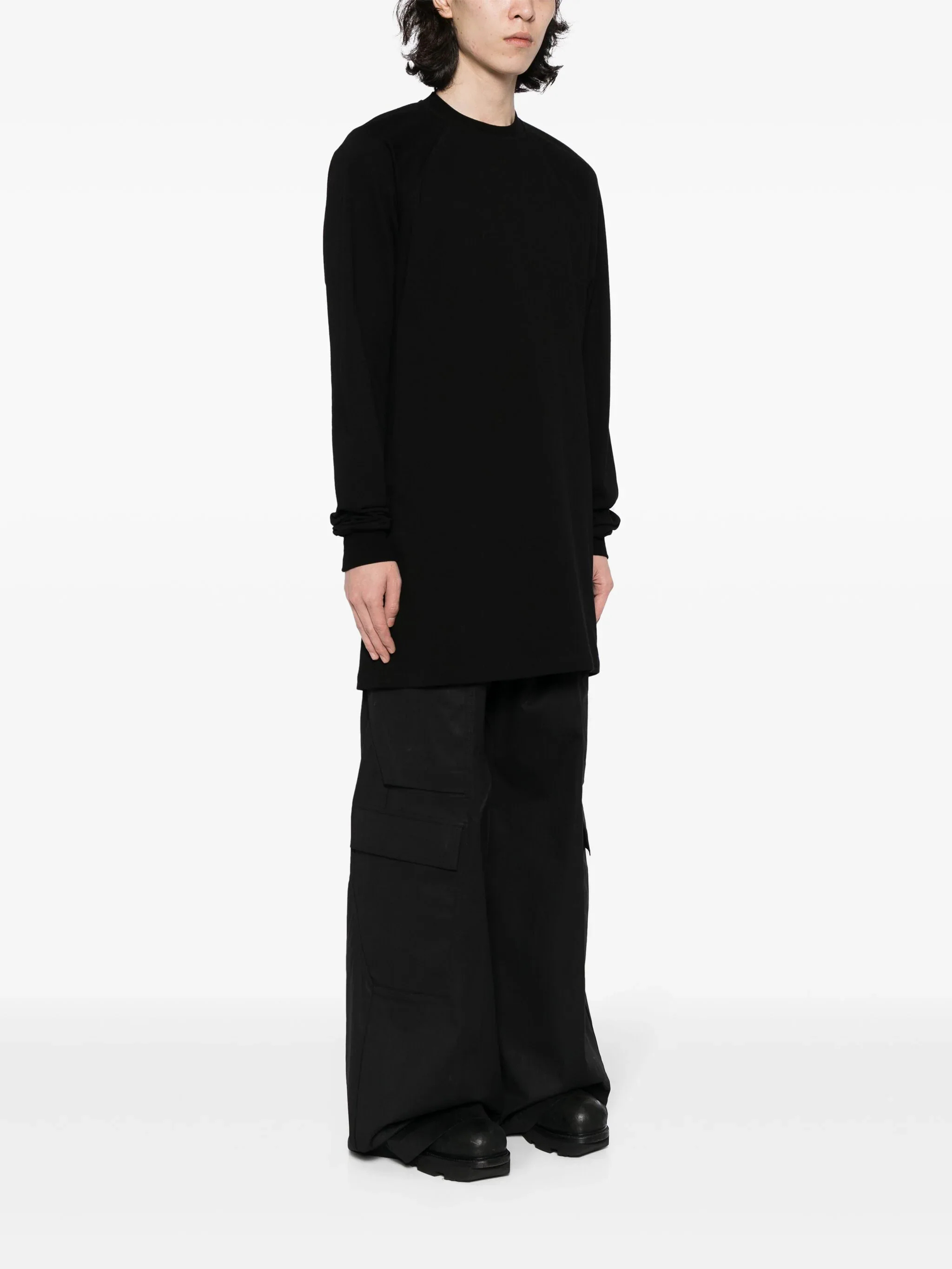 Rick Owens Long-sleeve Cotton Sweatshirt In Black