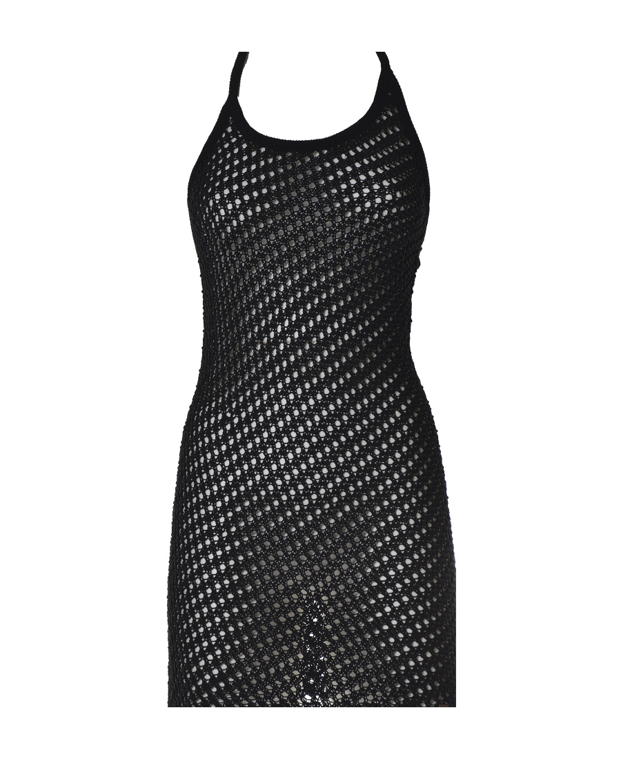 Alyx Crocheted Cotton-blend Halterneck Mini Dress In Black