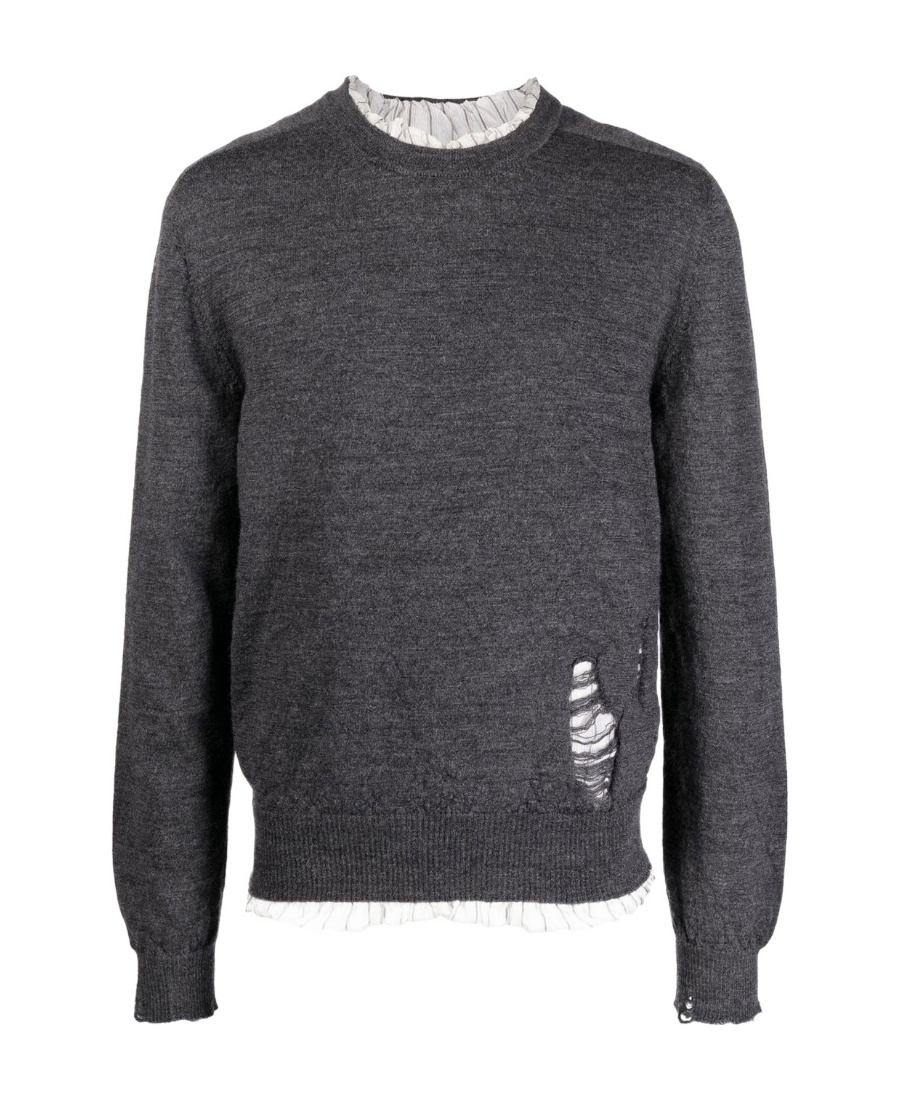 Maison Margiela Distressed Wool Jumper In Black