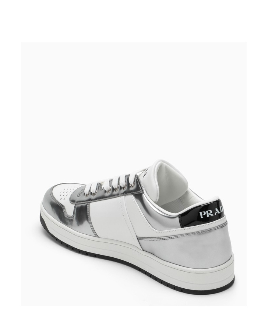 Prada Men's Downtown Leather Low-top Sneakers In White