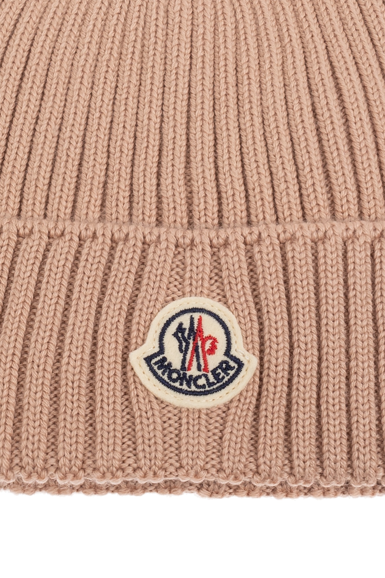 Moncler Ribbed Knit Hat In Brown