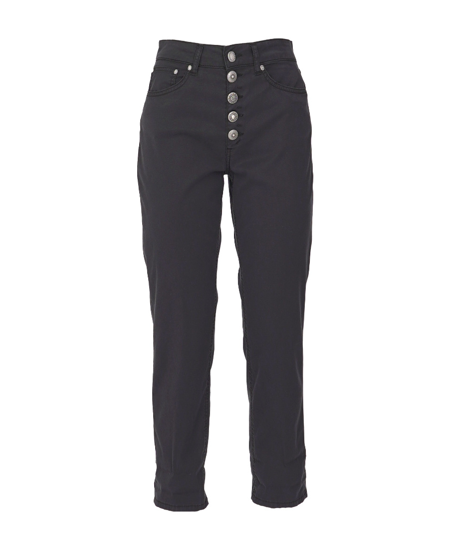 Dondup Logo-patch Cropped Straight-leg Jeans In Black