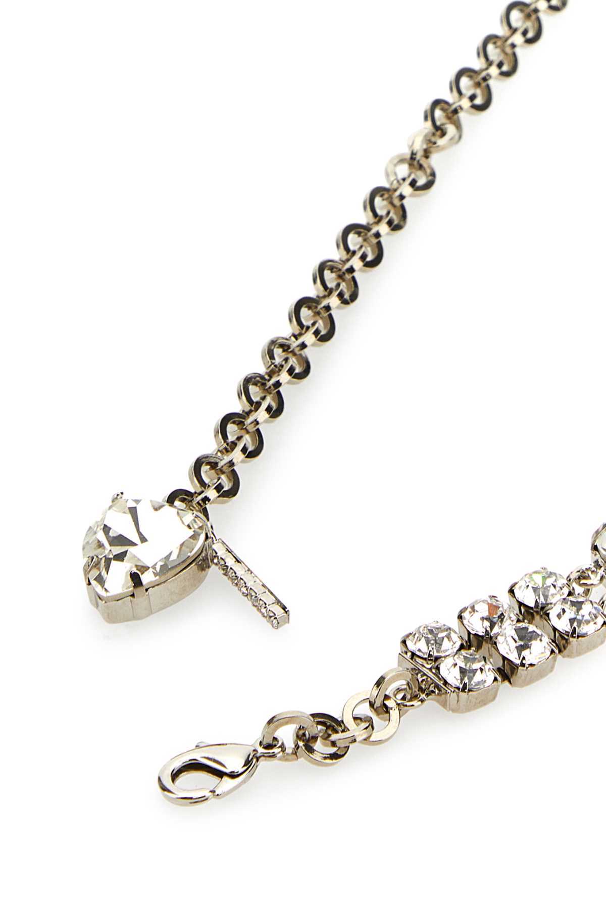 Alessandra Rich Heart-shape Crystal-embellished Drop Earrings In Gray