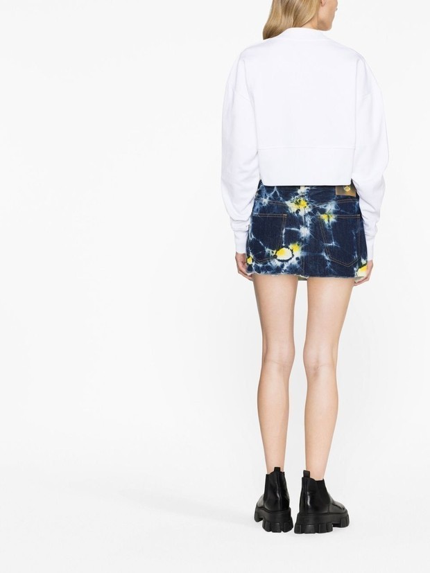 Balmain Cropped Sweatshirt With Logo Print And Buttons In White