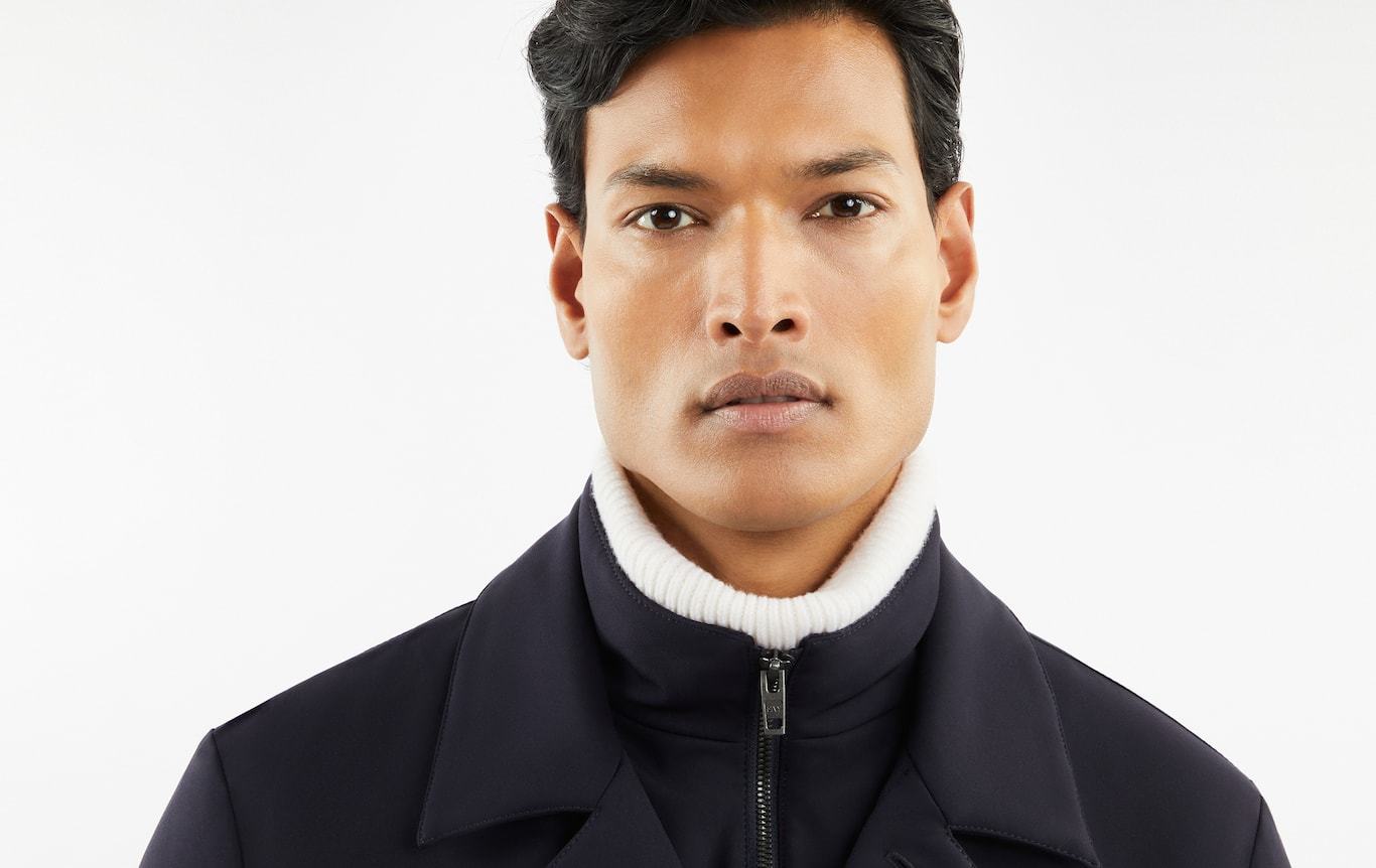 Fay Morning Coat In Technical Poplin In Black