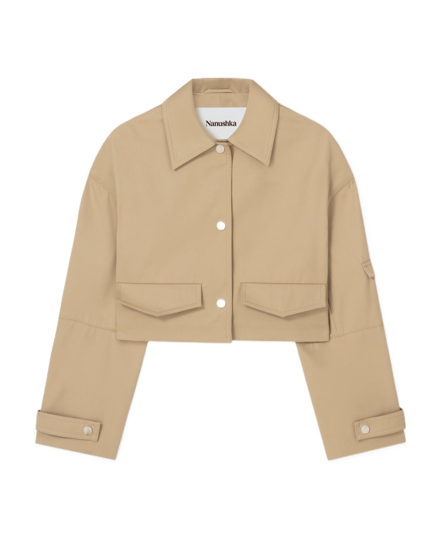 Nanushka Bracha Cropped Shirt Jacket In Nude