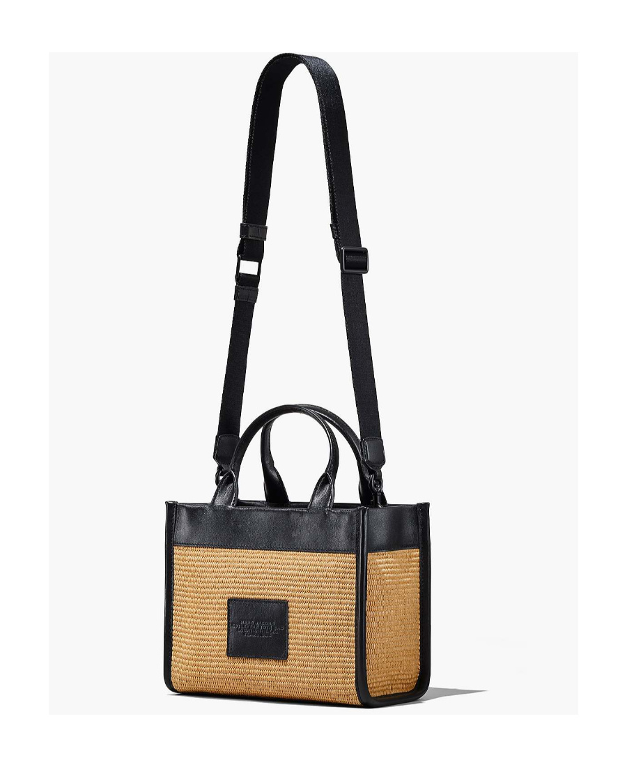 Marc Jacobs Mini Woven-raffia Tote Bag In Nude